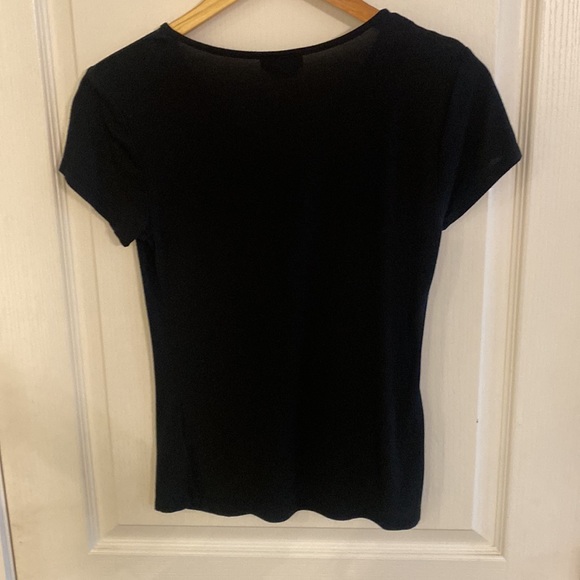 Bebe Black Short Sleeve Tee Crystal Logo 1/4 Zip Size Small - Picture 4 of 4